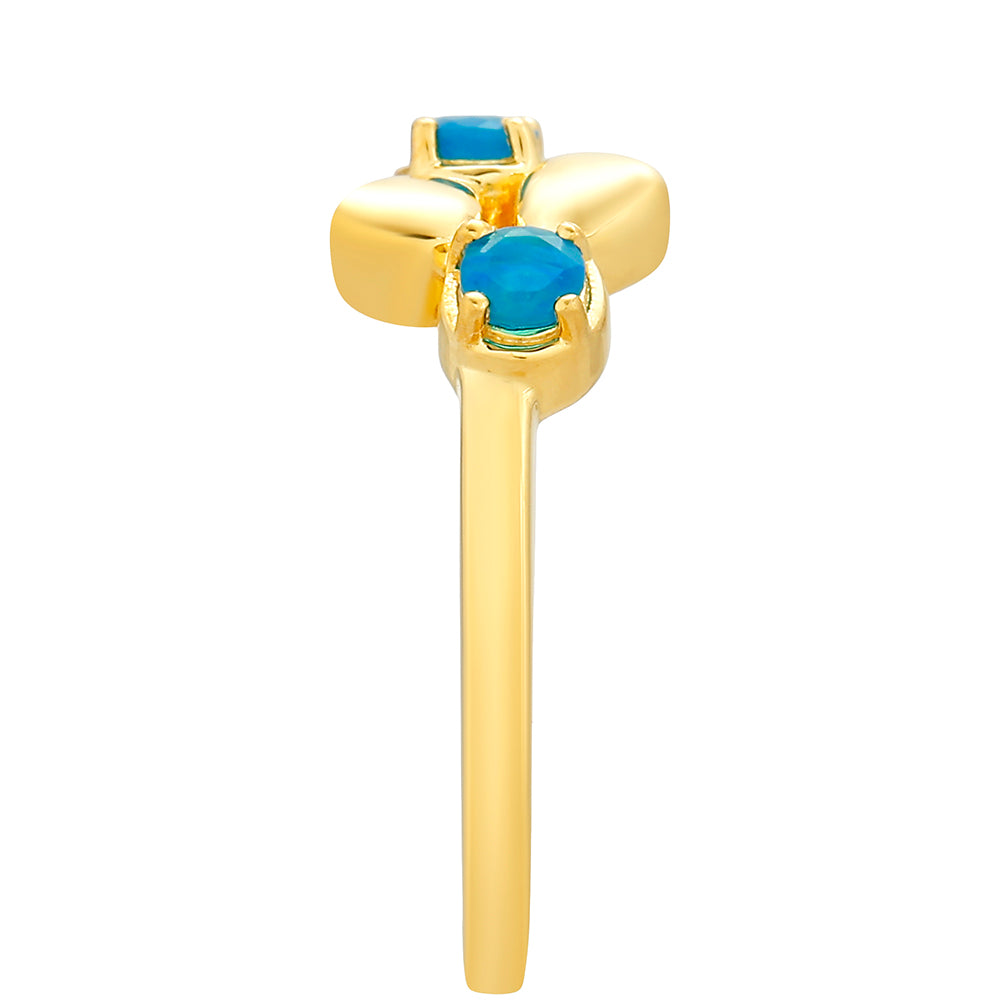 Goldplattierter Silberring mit äthiopischem Paraiba-Blauopal
