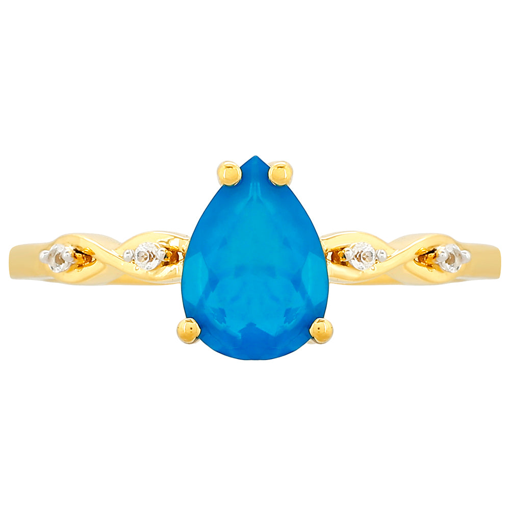 Goldplattierter Silberring mit äthiopischem Paraiba-Blauopal und weißem Topas 1 