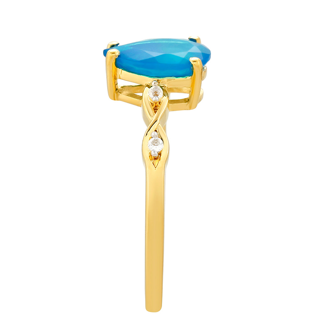 Goldplattierter Silberring mit äthiopischem Paraiba-Blauopal und weißem Topas 3 