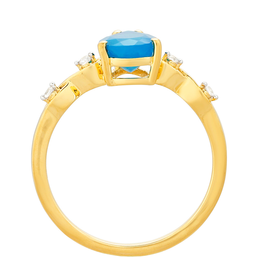 Goldplattierter Silberring mit äthiopischem Paraiba-Blauopal und weißem Topas 4 