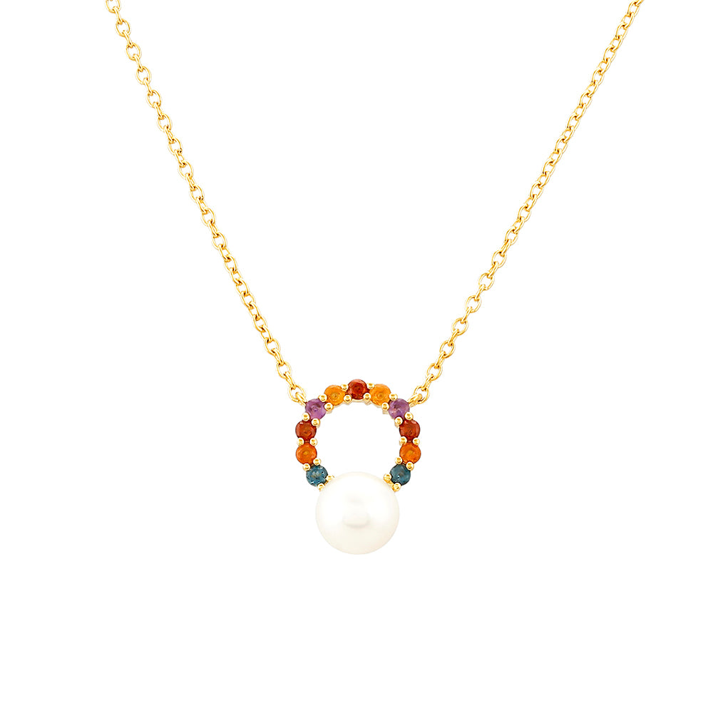 Goldplattierte Silberhalskette mit Amethyst und Citrin aus Madeira