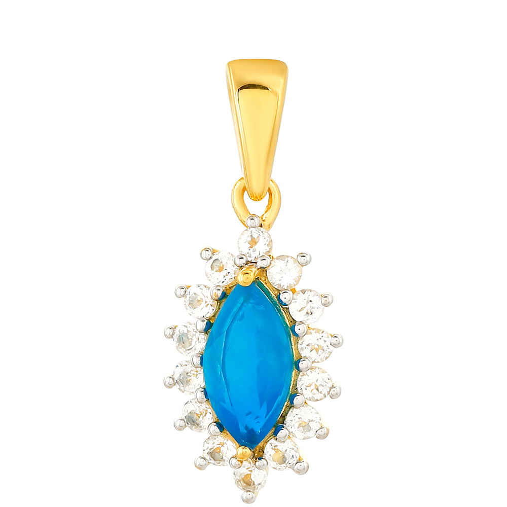 Goldplattierter Silberanhänger mit äthiopischem Paraiba-Blauopal und weißem Topas