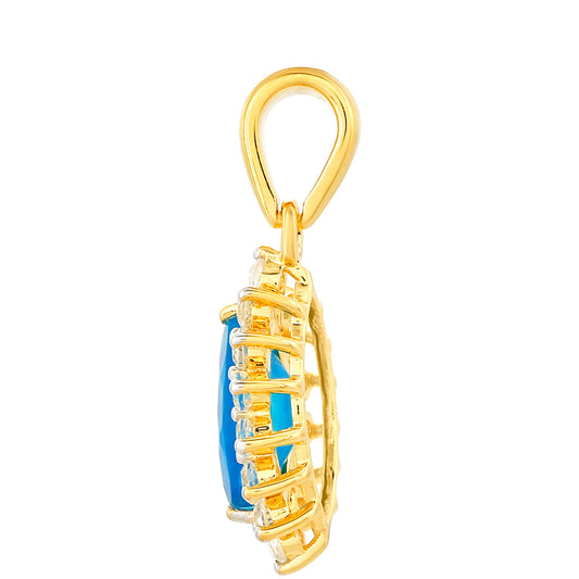 Goldplattierter Silberanhänger mit äthiopischem Paraiba-Blauopal und weißem Topas