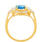 Goldplattierter Silberring mit äthiopischem Paraiba-Blauopal und weißem Topas