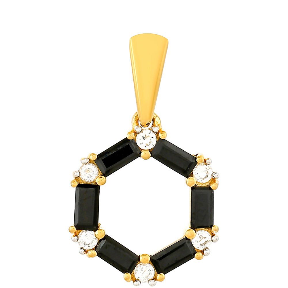 Goldplattierter Silberanhänger mit schwarzem Turmalin und weißem Topas