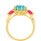 Goldplattierter Silberring mit Paraiba Quarz und rotem Quarz