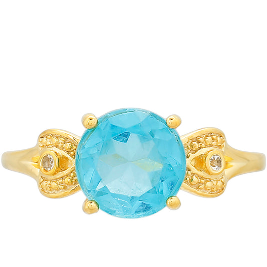 Goldplattierter Silberring mit Paraiba Quarz und weißem Topas