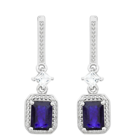 Silberohrringe mit Thai Saphir und weißem Topas