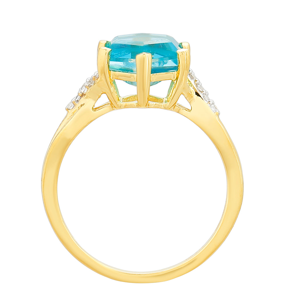 Goldplattierter Silberring mit Paraiba Quarz und weißem Topas 4 