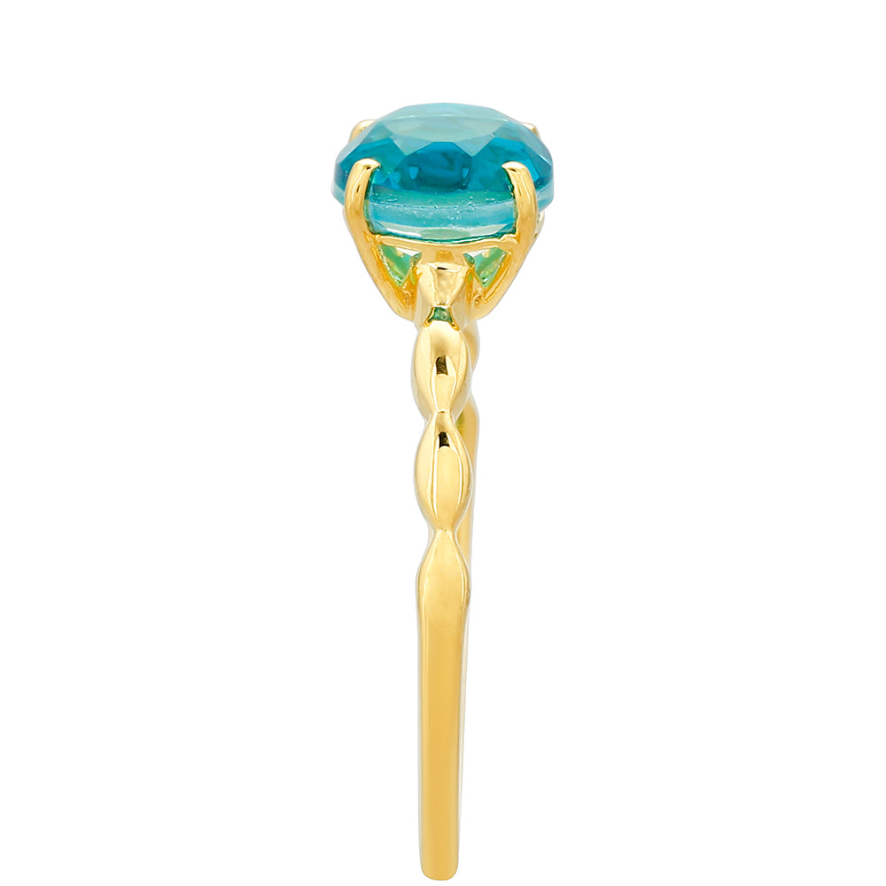 Goldplattierter Silberring mit Paraiba Quarz 3 