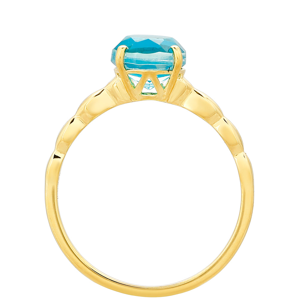 Goldplattierter Silberring mit Paraiba Quarz 4 