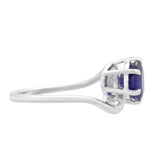 Silberring mit Thai Saphir und weißer Süßwasserperle