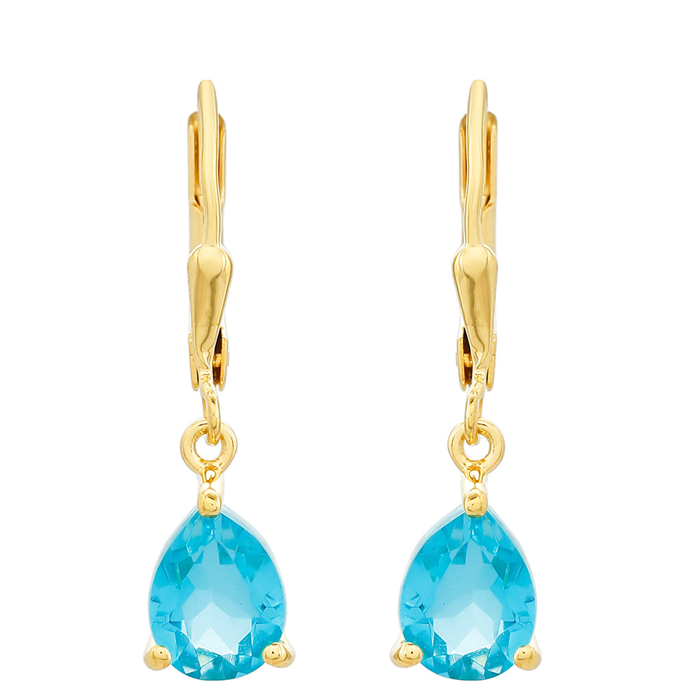 Goldplattierte Silberohrringe mit Paraiba Quarz