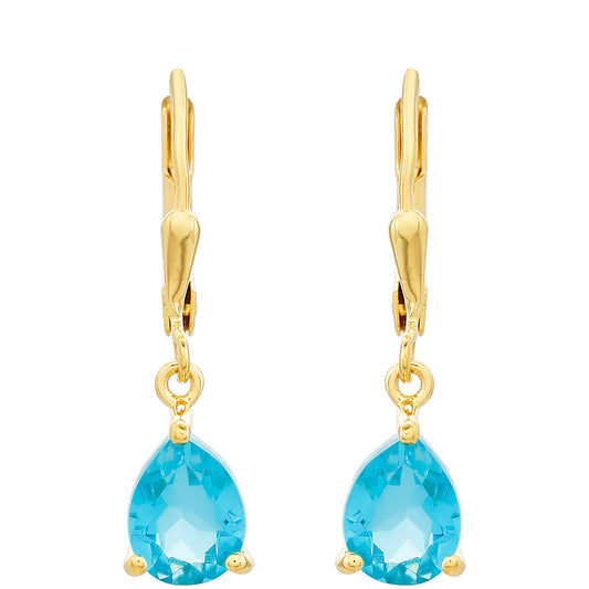 Goldplattierte Silberohrringe mit Paraiba Quarz