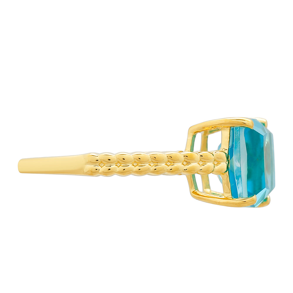 Goldplattierter Silberring mit Paraiba Quarz