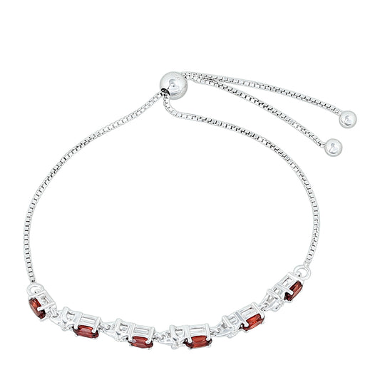Silberarmband mit Granat und weißem Topas