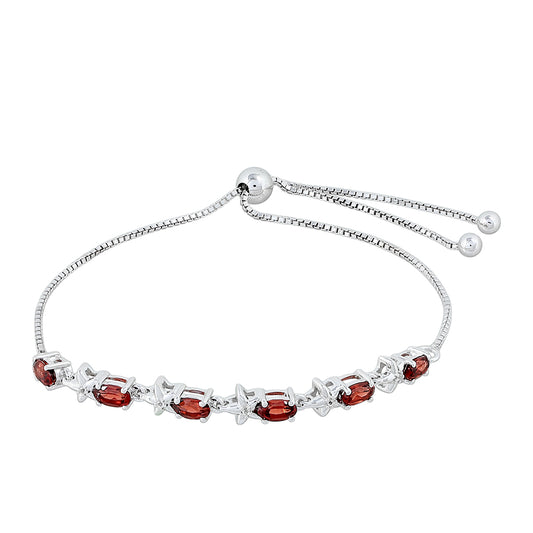 Silberarmband mit Granat und weißem Topas