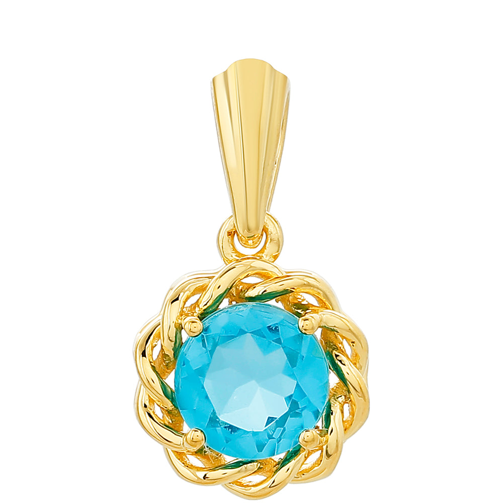 Goldplattierter Silberanhänger mit Paraiba Quarz 1 