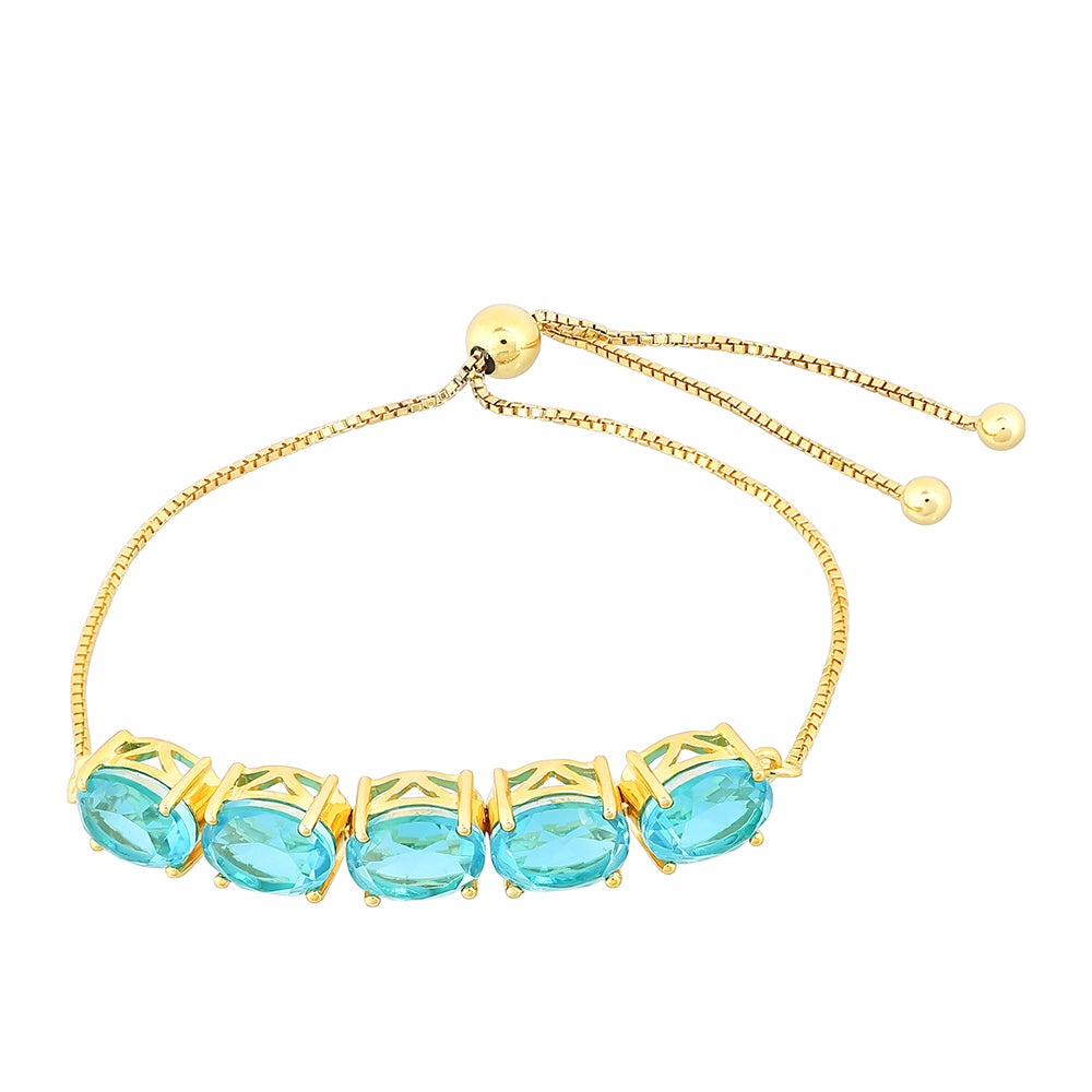 Goldplattiertes Silberarmband mit Paraiba Quarz 1 