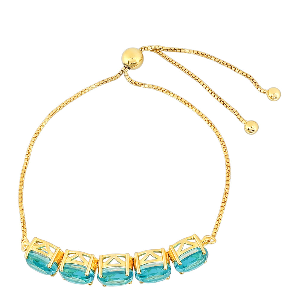 Goldplattiertes Silberarmband mit Paraiba Quarz 2 