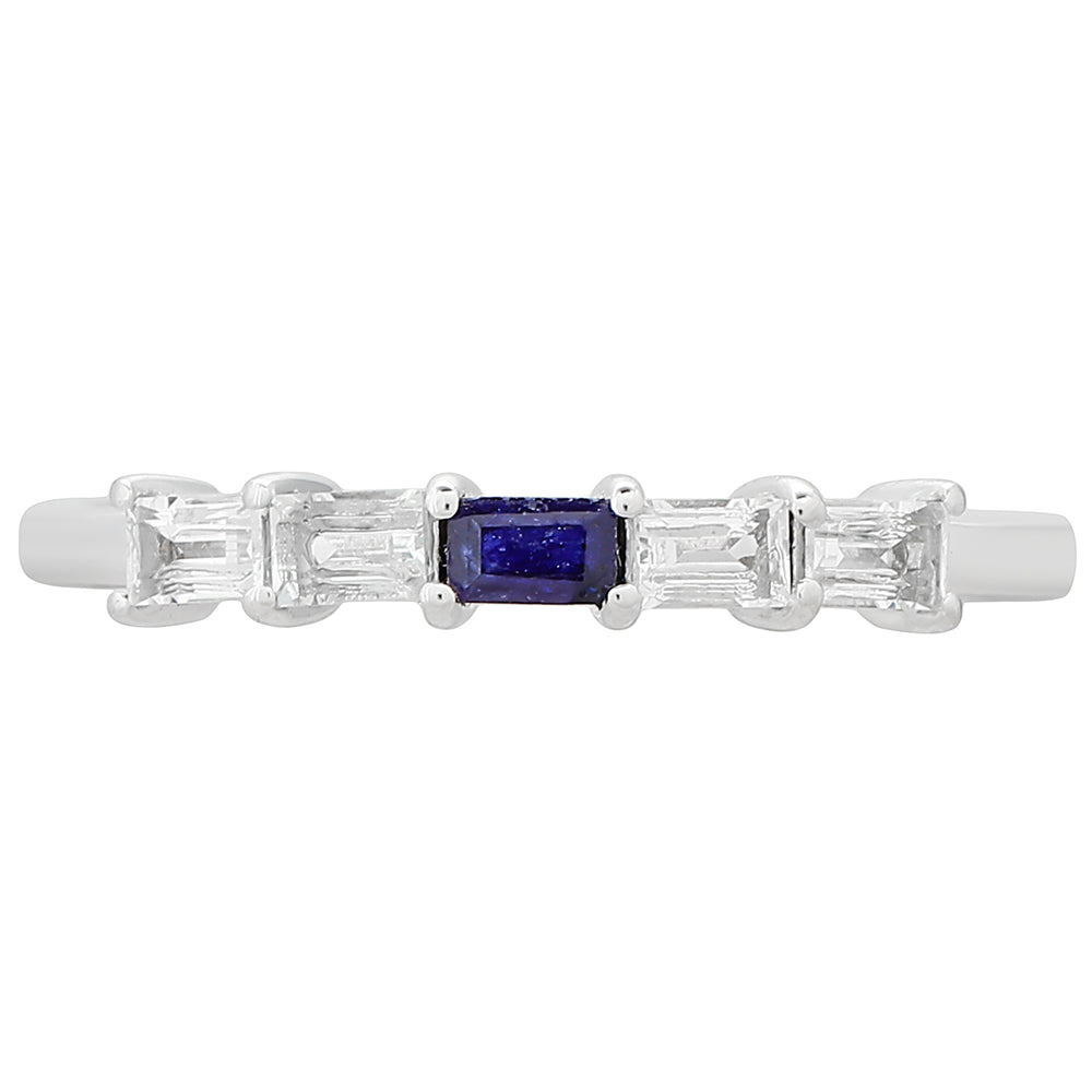 Silberring mit Thai Saphir und weißem Topas 1 