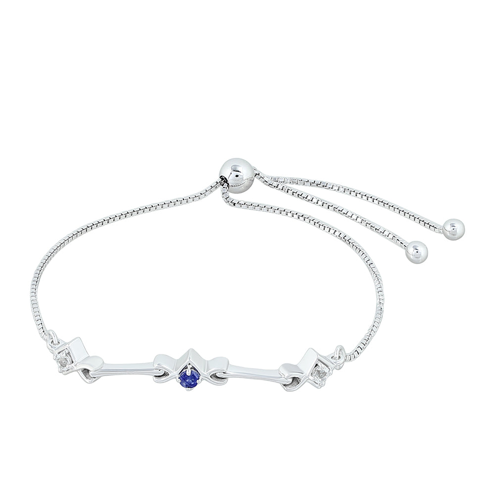 Silberarmband mit Thai Saphir und weißem Topas 1 