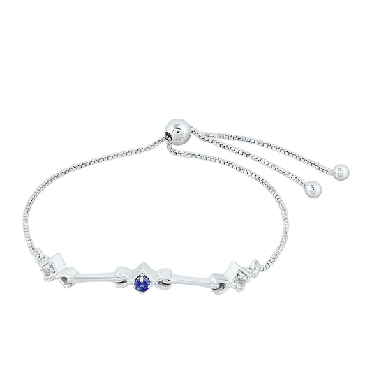 Silberarmband mit Thai Saphir und weißem Topas