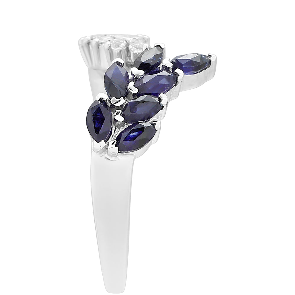 Silberring mit Thai Saphir und weißem Topas