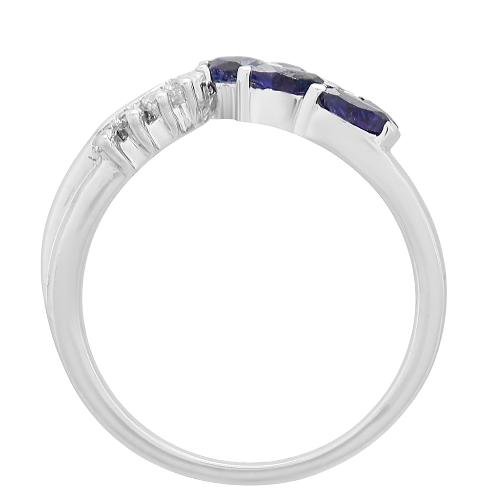 Silberring mit Thai Saphir und weißem Topas 4 