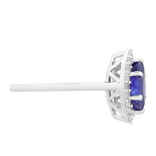 Silberring mit Thai Saphir und weißem Topas