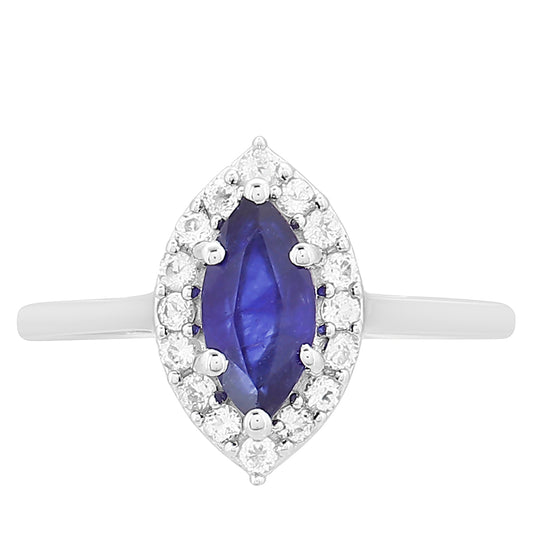 Silberring mit Thai Saphir und weißem Topas