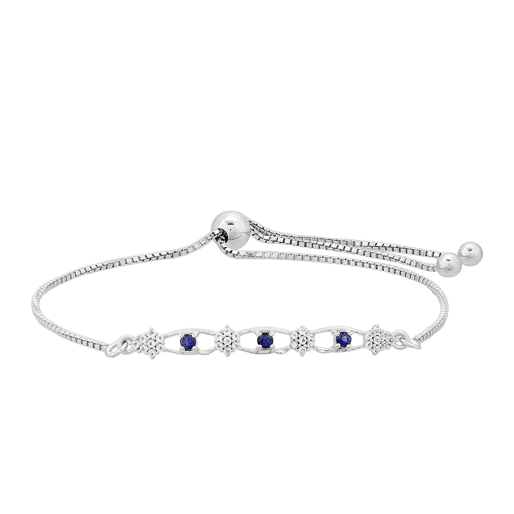 Silberarmband mit Thai Saphir und weißem Topas 1 