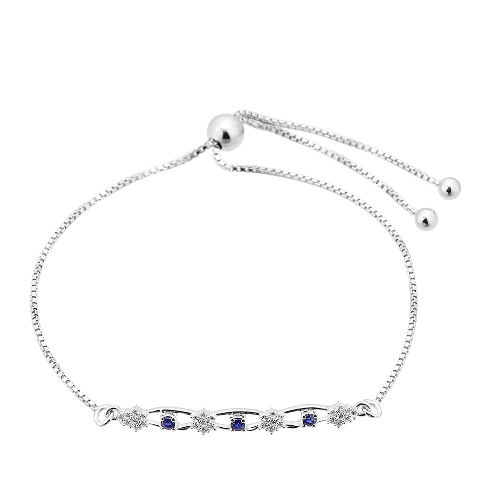 Silberarmband mit Thai Saphir und weißem Topas 2 