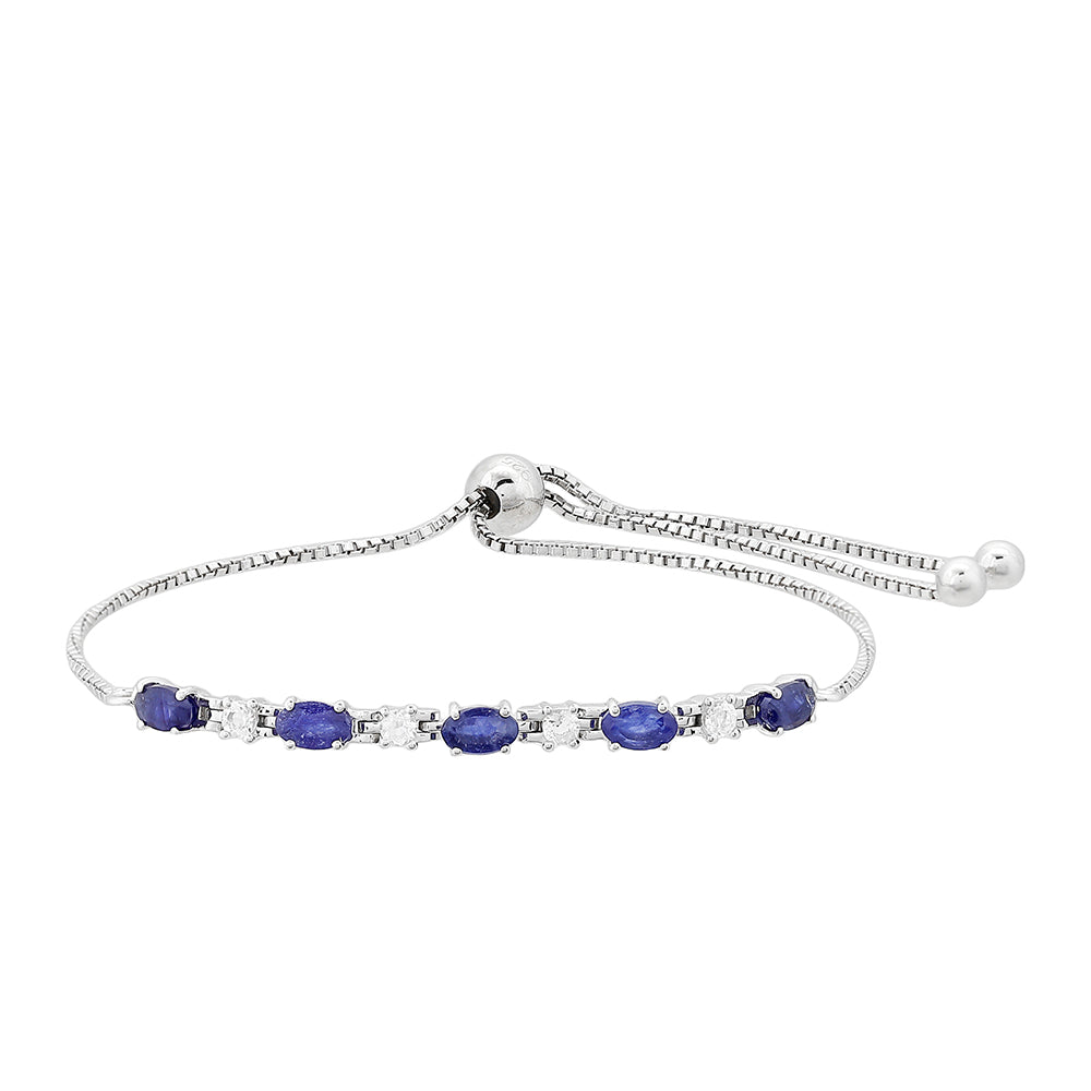 Silberarmband mit Thai Saphir und weißem Topas 1 