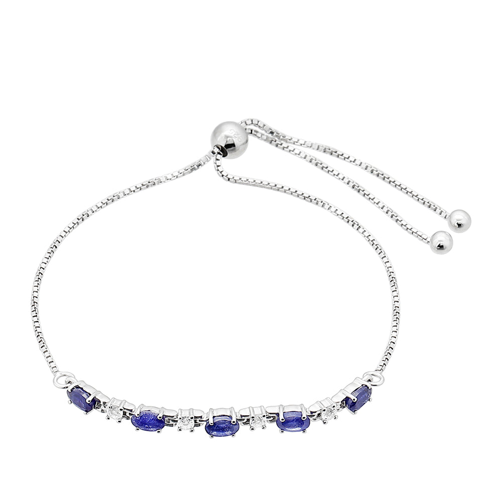 Silberarmband mit Thai Saphir und weißem Topas 2 