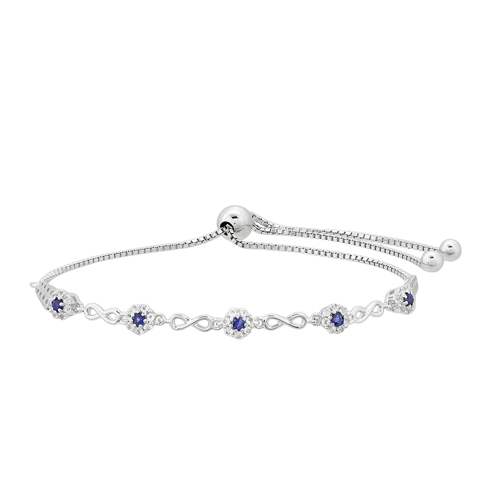 Silberarmband mit Thai Saphir und weißem Topas 1 