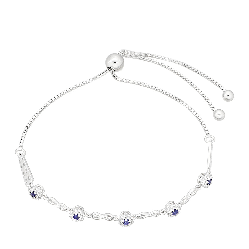 Silberarmband mit Thai Saphir und weißem Topas 2 