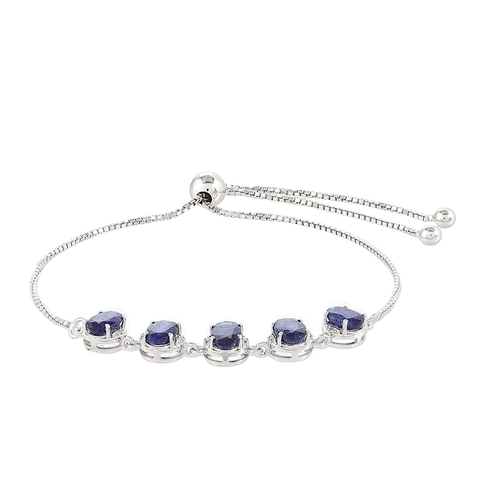 Silberarmband mit Thai Saphir und weißem Topas