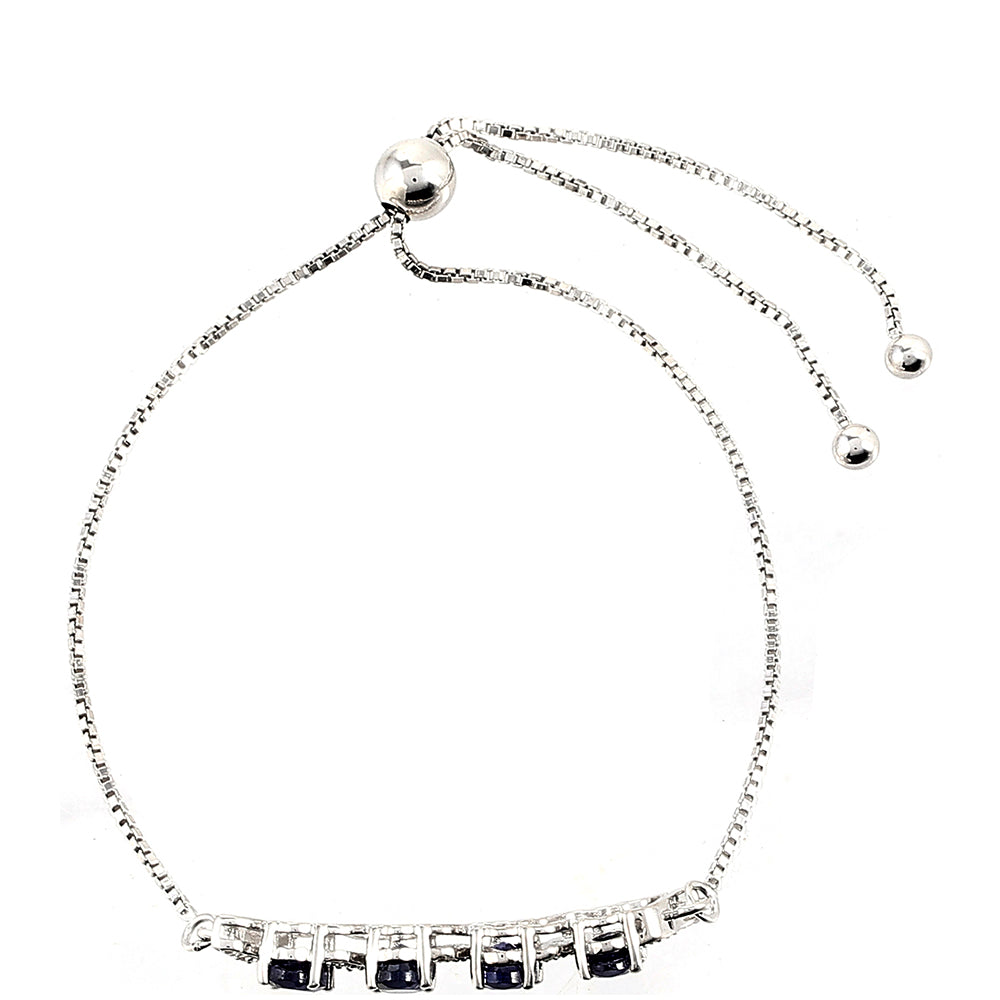 Silberarmband mit Thai Saphir und weißem Topas 2 