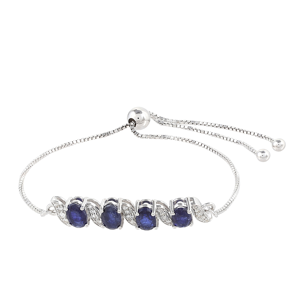 Silberarmband mit Thai Saphir und weißem Topas 1 