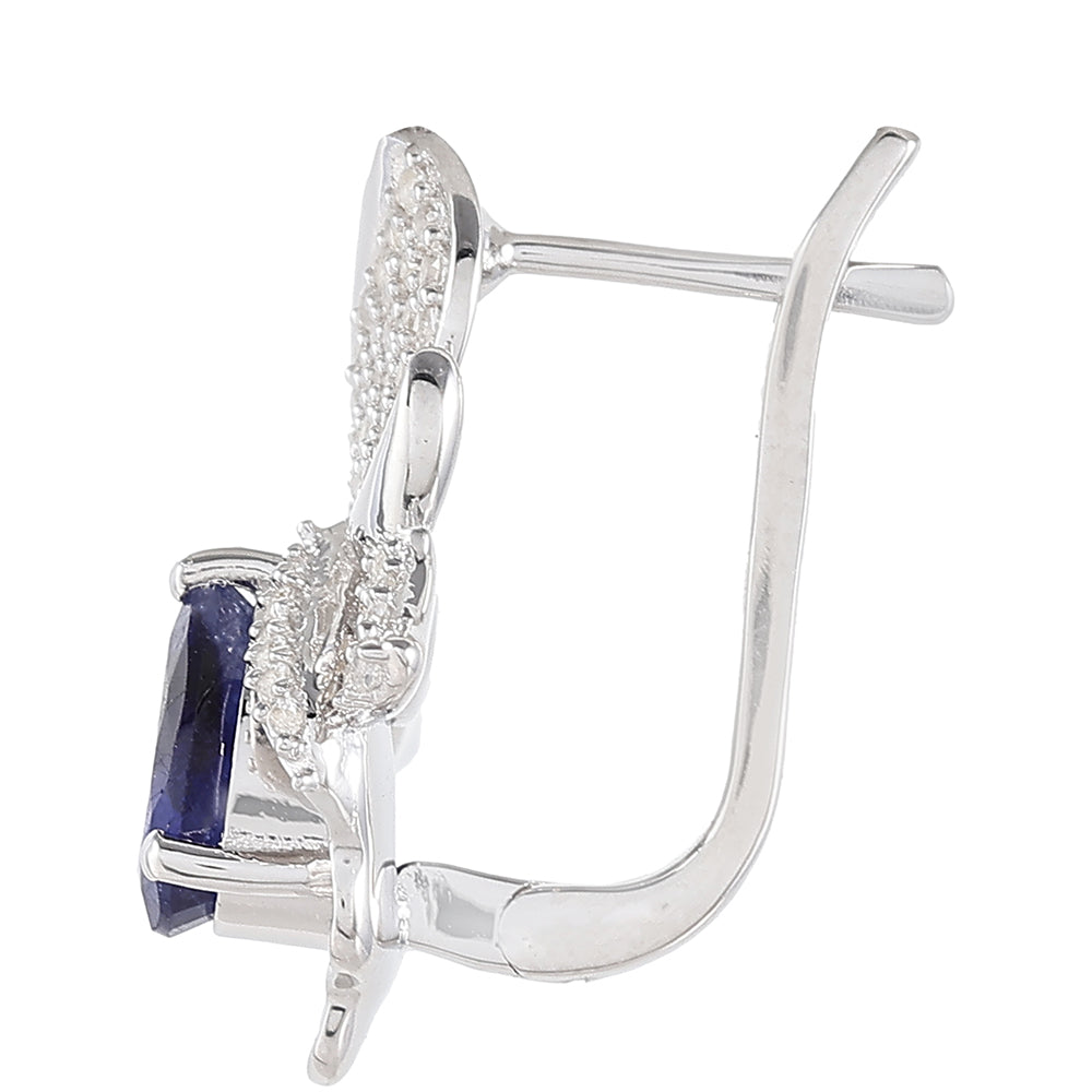 Silberohrringe mit Thai Saphir und weißem Topas 2 