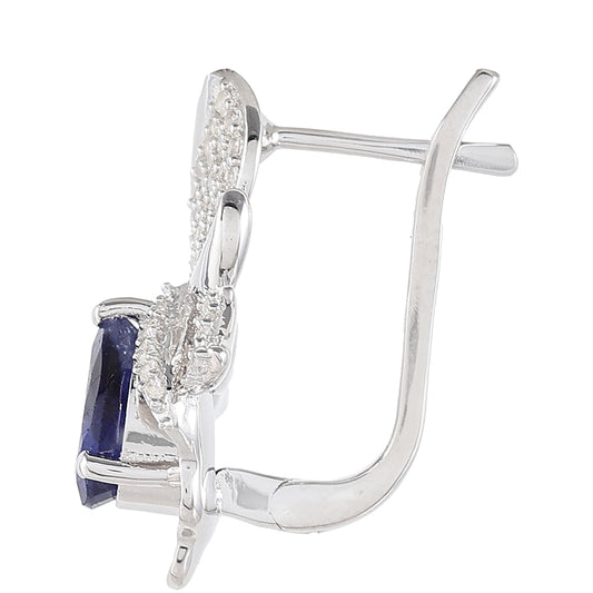 Silberohrringe mit Thai Saphir und weißem Topas