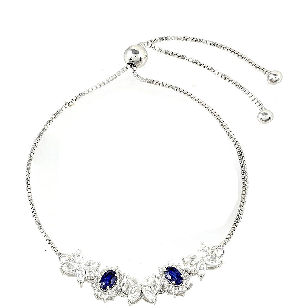 Silberarmband mit Thai Saphir und weißem Topas