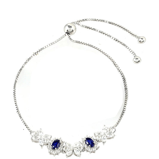 Silberarmband mit Thai Saphir und weißem Topas