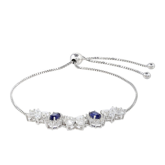 Silberarmband mit Thai Saphir und weißem Topas