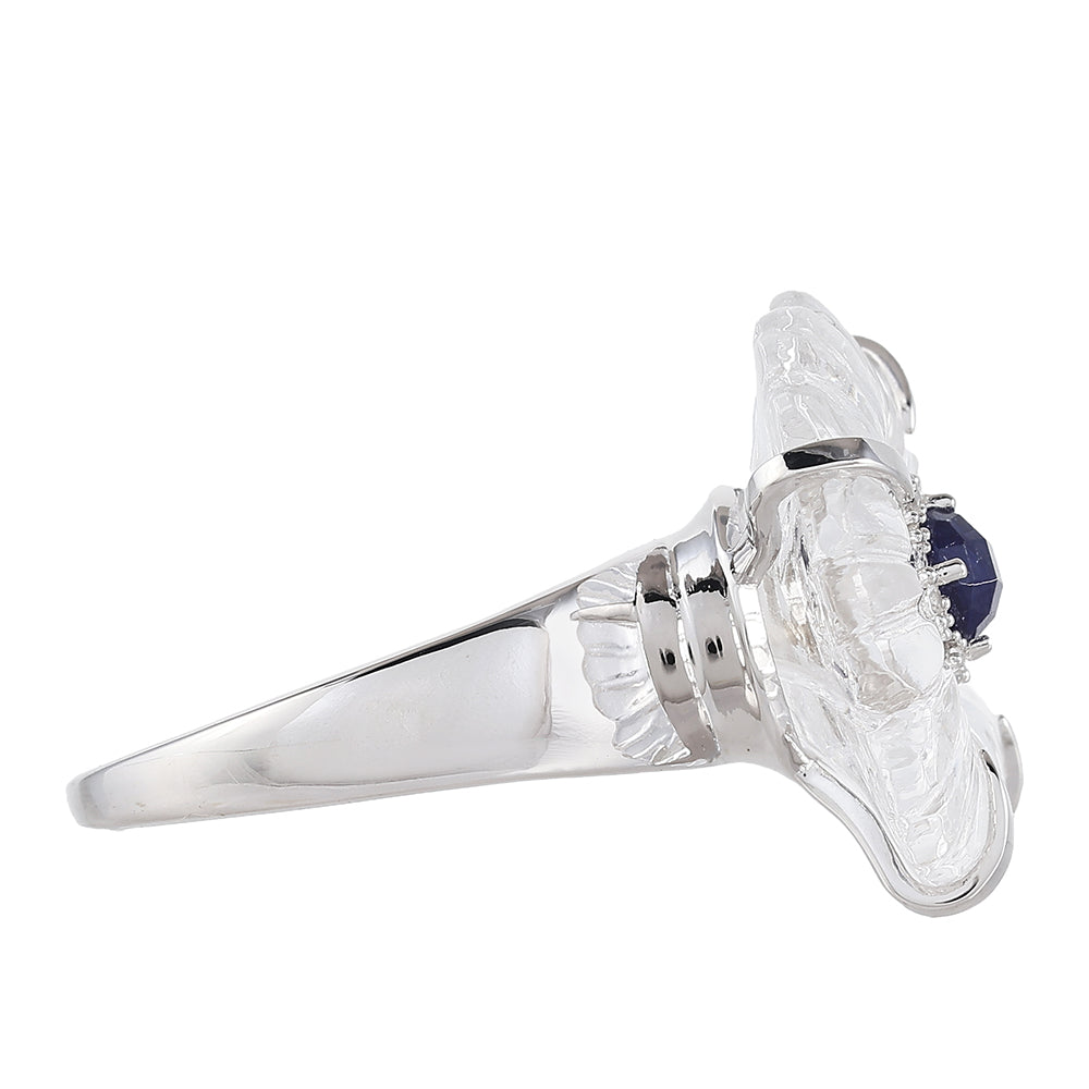 Silberring mit Thai Saphir und Kristallquarz 2 