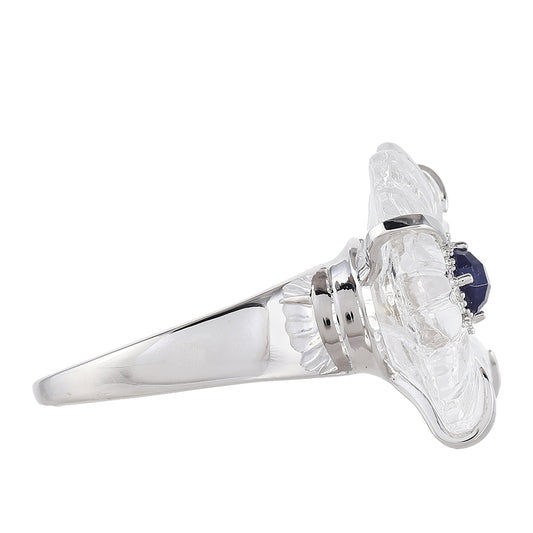 Silberring mit Thai Saphir und Kristallquarz