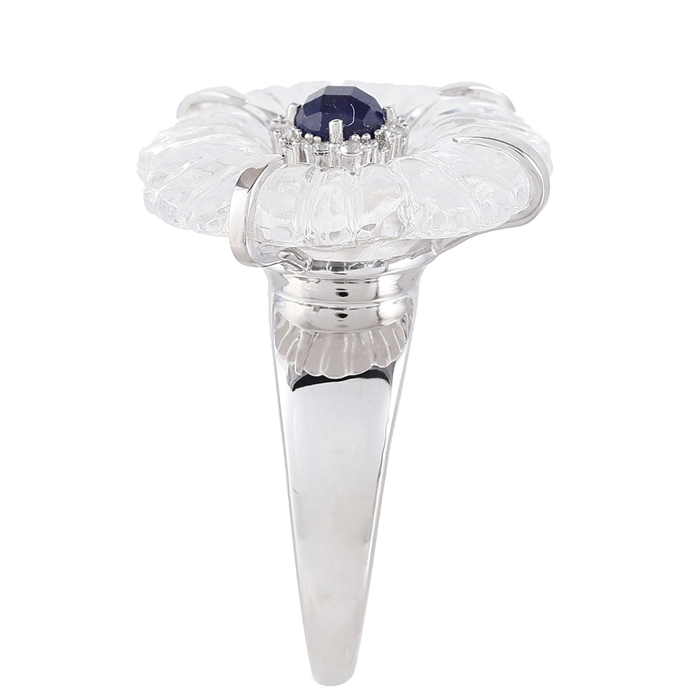 Silberring mit Thai Saphir und Kristallquarz 3 
