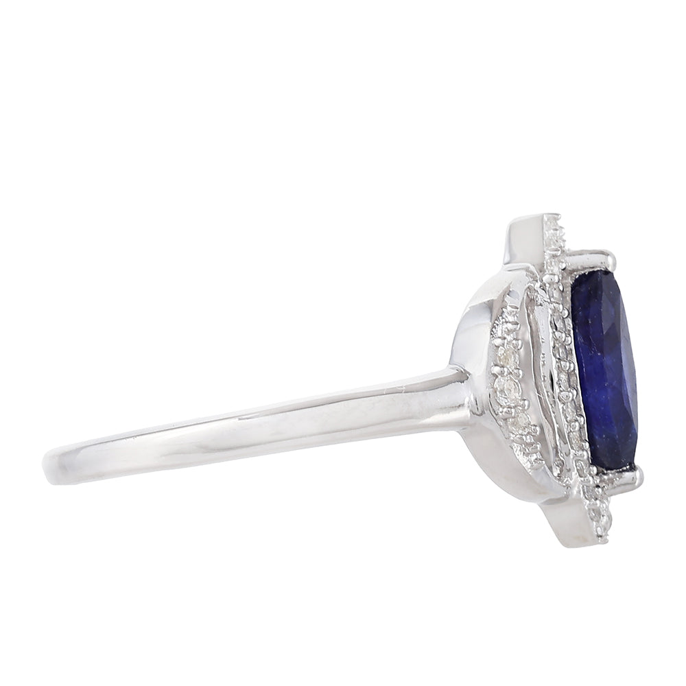 Silberring mit Thai Saphir und weißem Topas