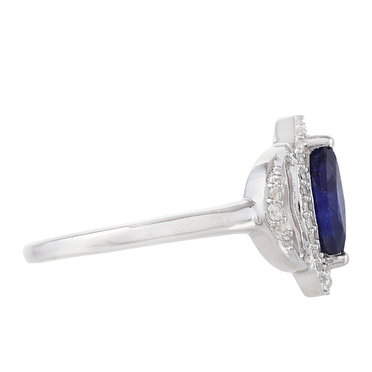 Silberring mit Thai Saphir und weißem Topas